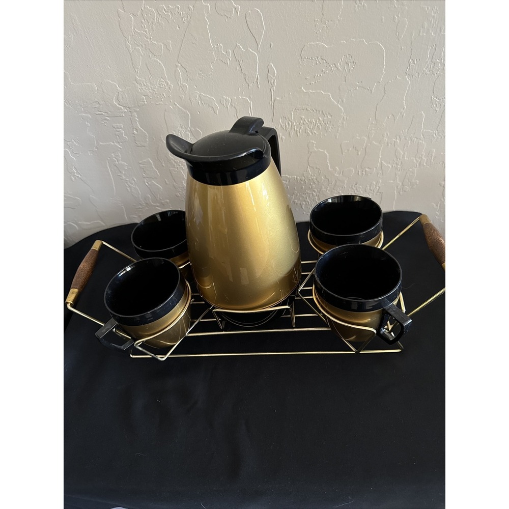 VTG.‎ Thermo Serv CARAFE/4 Coffee Mugs/HOLDING RACK SET